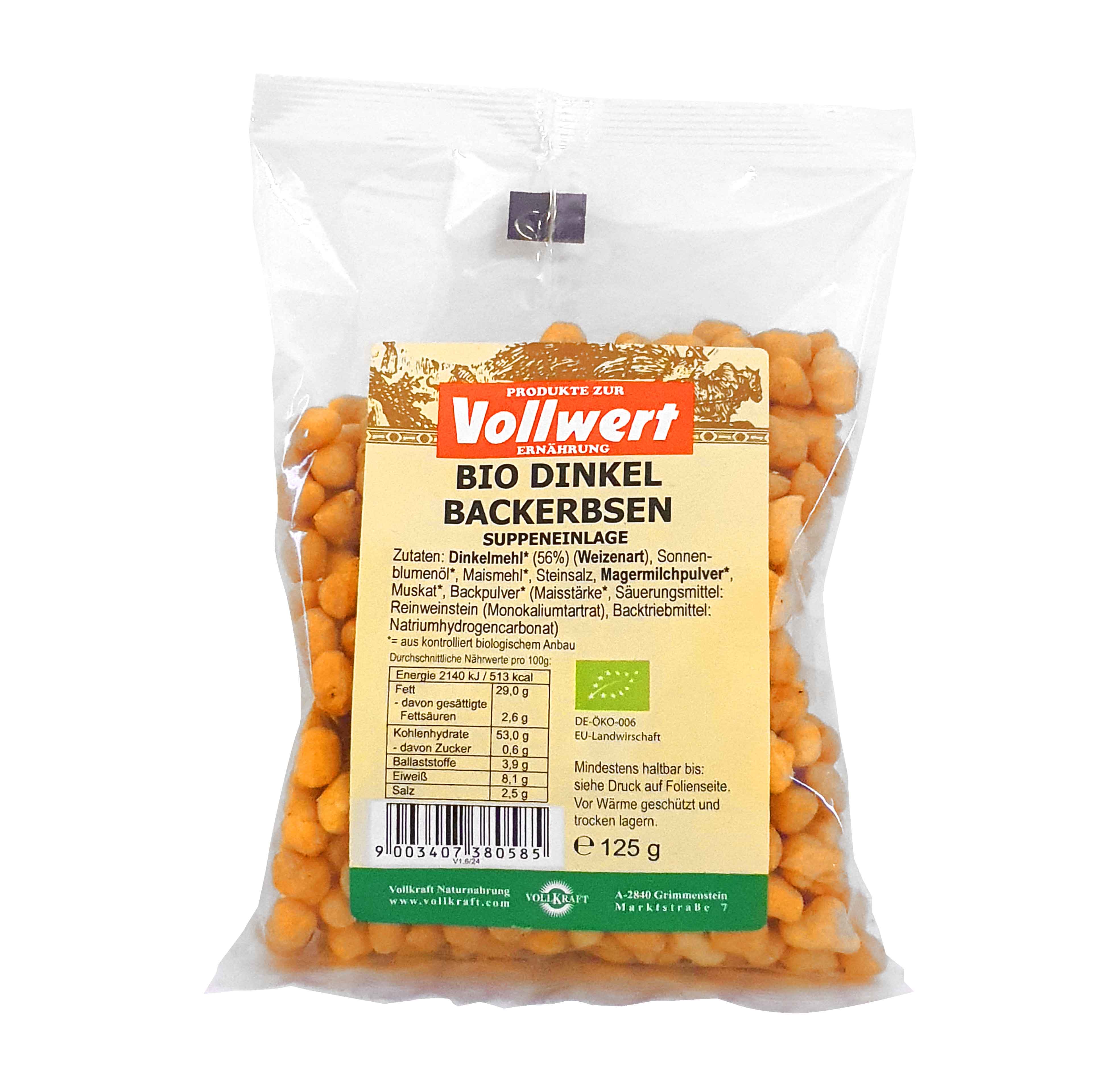 Dinkelbackerbsen Bio 125g Vollkraft Dinkelbackerbsen Bio 125g Vollkraft