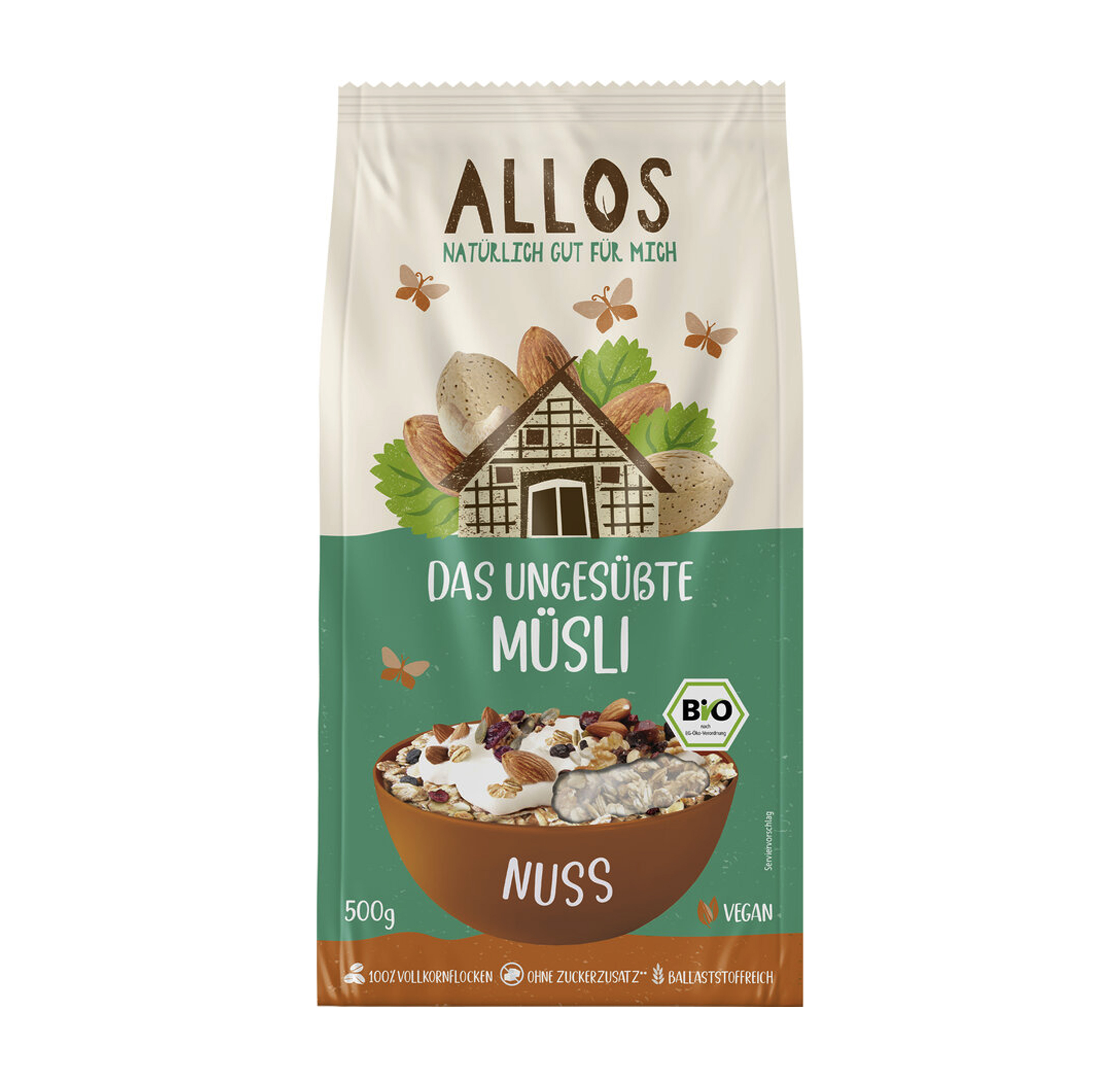 Das ungesüßte Nuss-Müsli Bio 500g Allos