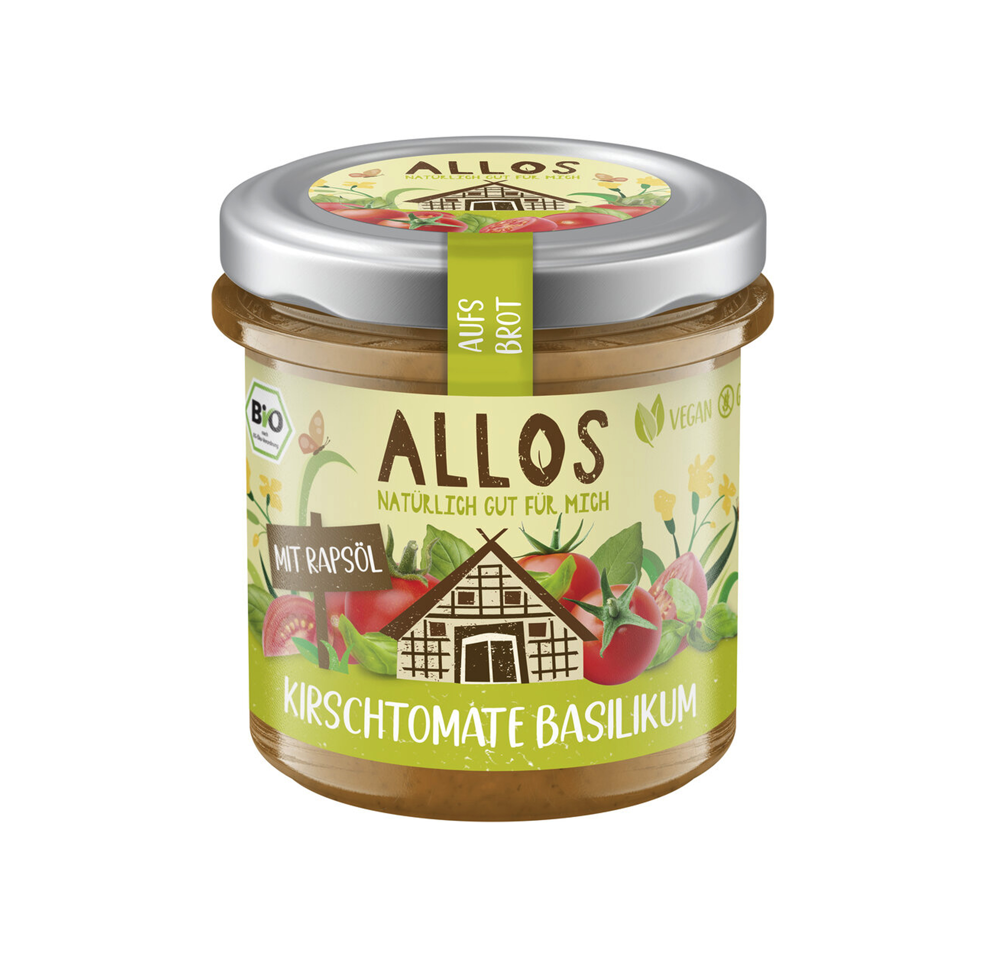 "Aufs Brot" Kirschtomate & Basilikum Aufstrich Bio 140g Allos