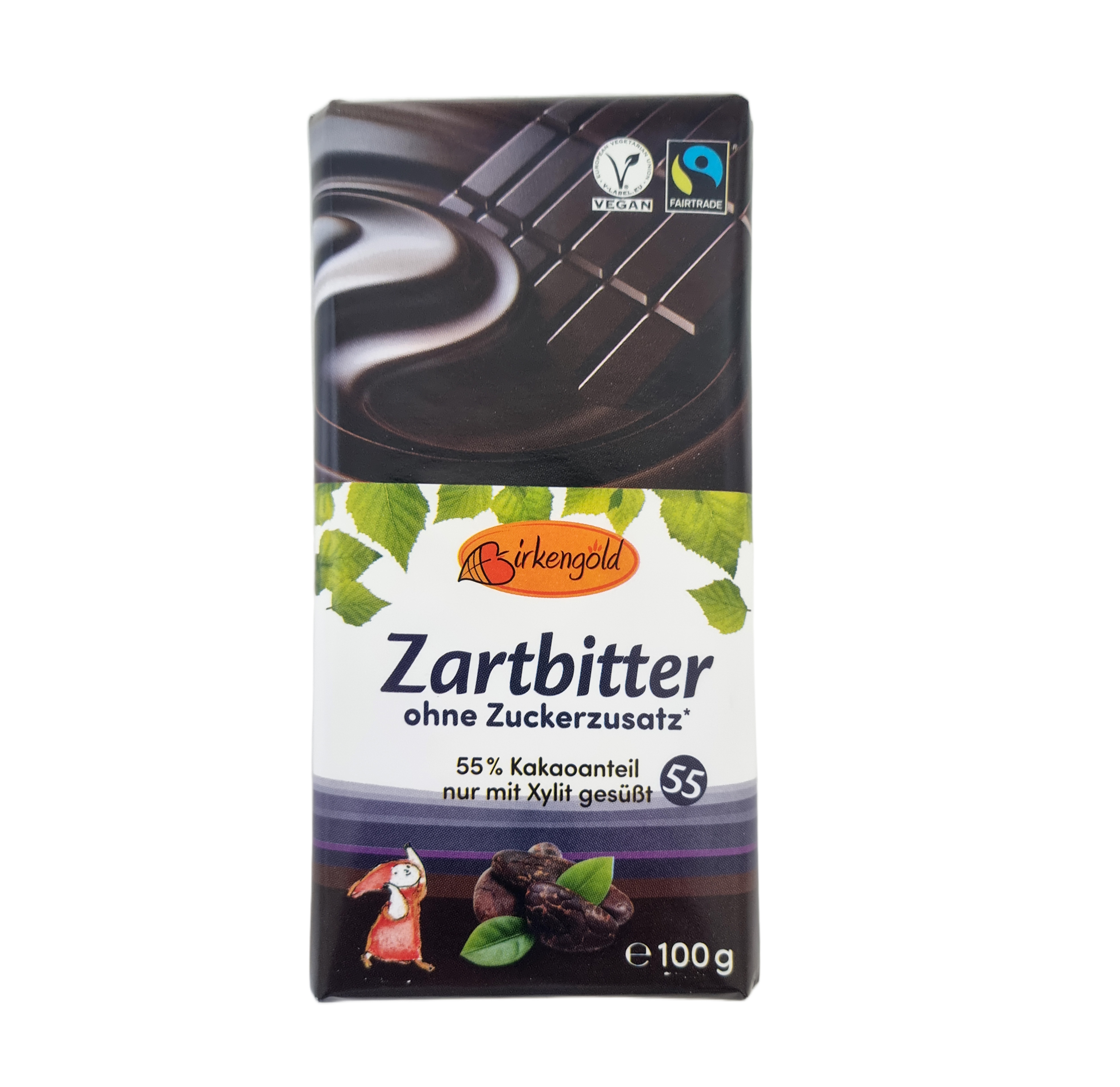 Schokolade Zartbitter mit Xylit gesüsst 100g Birkengold