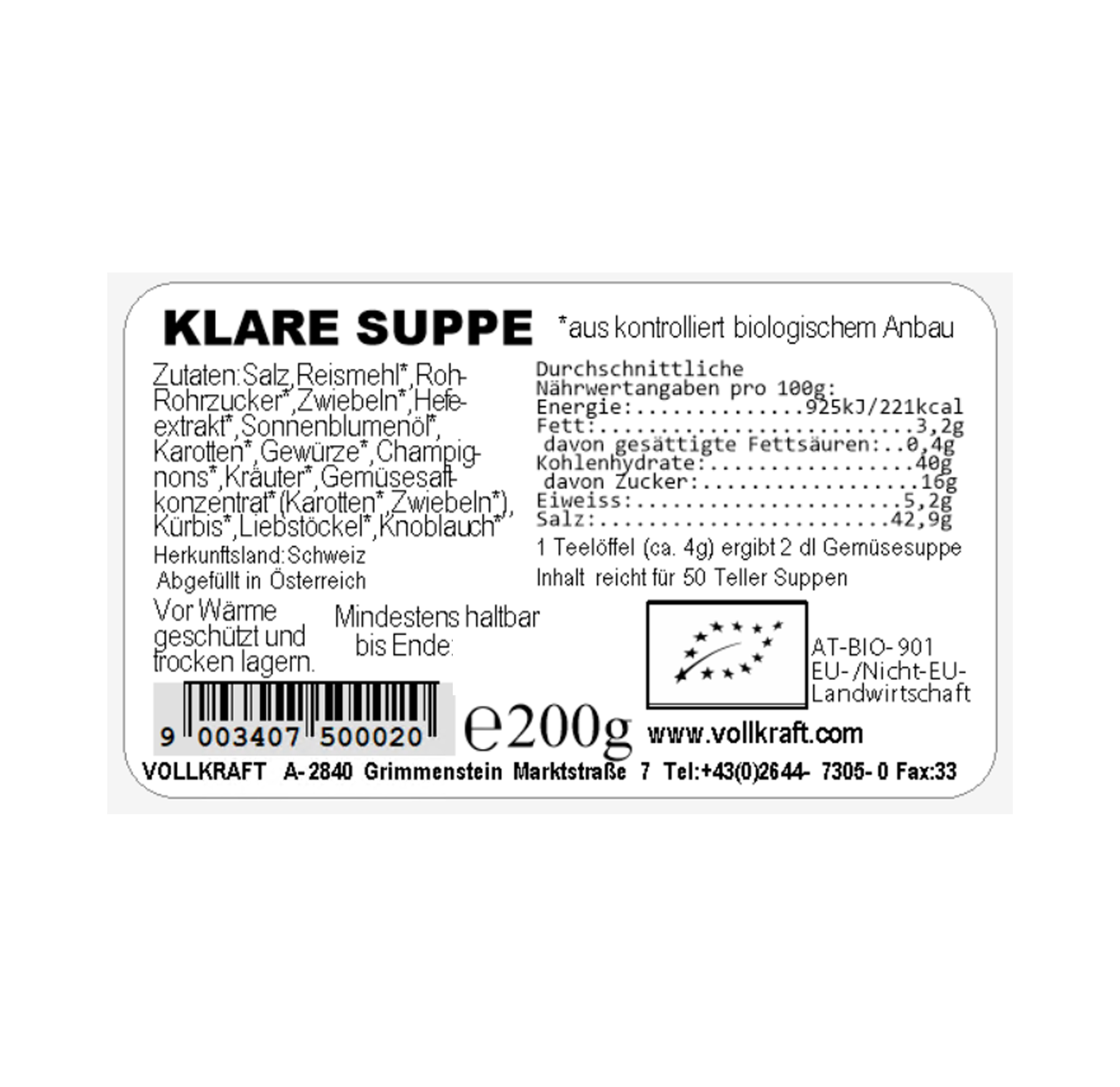 Klare Suppe Bio 200g Vollkraft