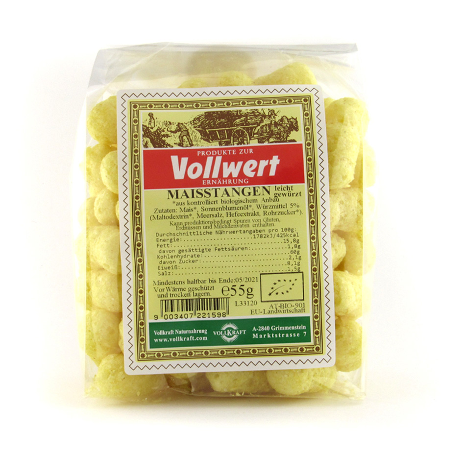 Maisstangen leicht würzig Bio 55g Vollkraft
