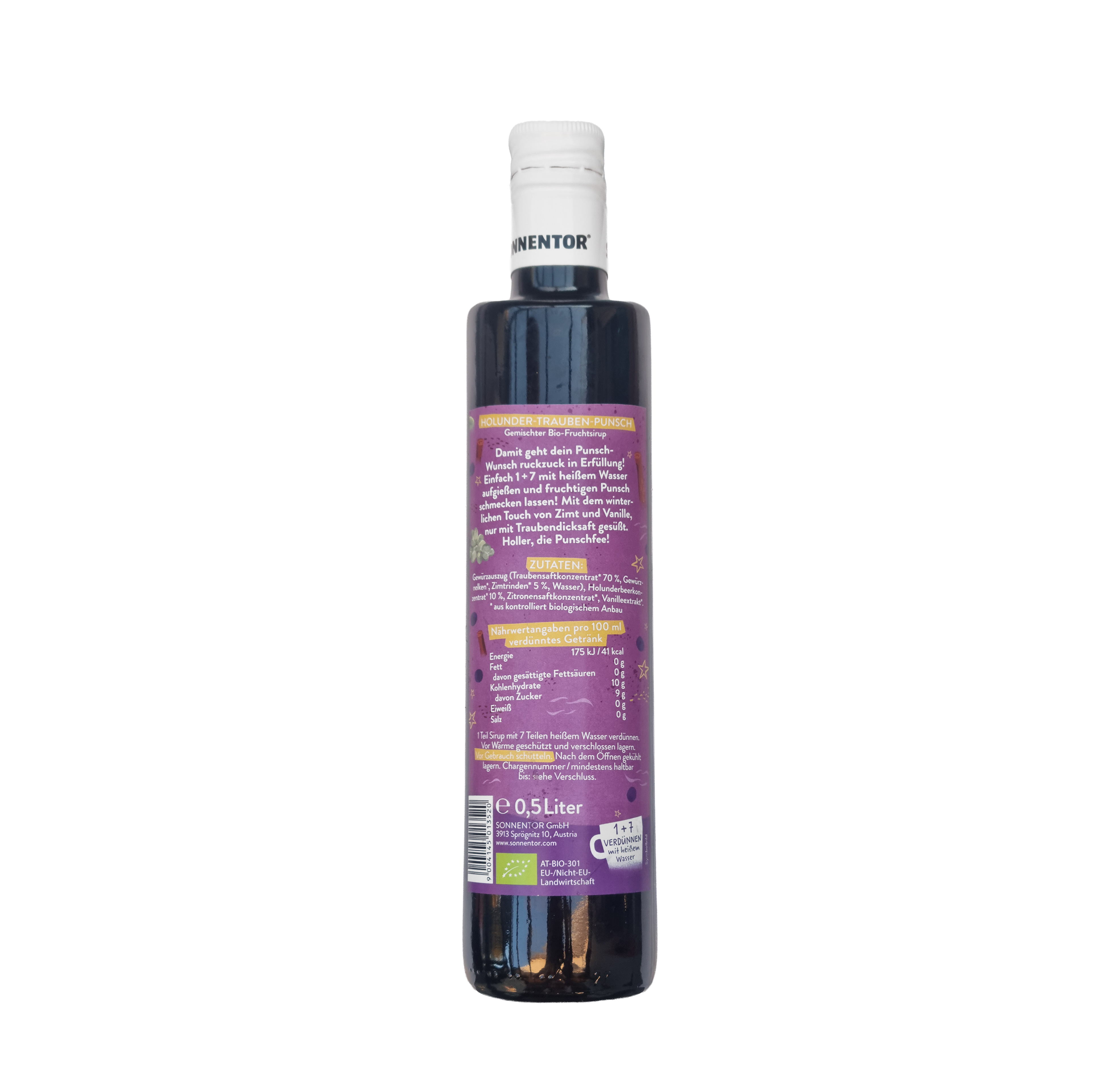 Holunder-Trauben Punsch Sirup bio 500ml  Sonnentor