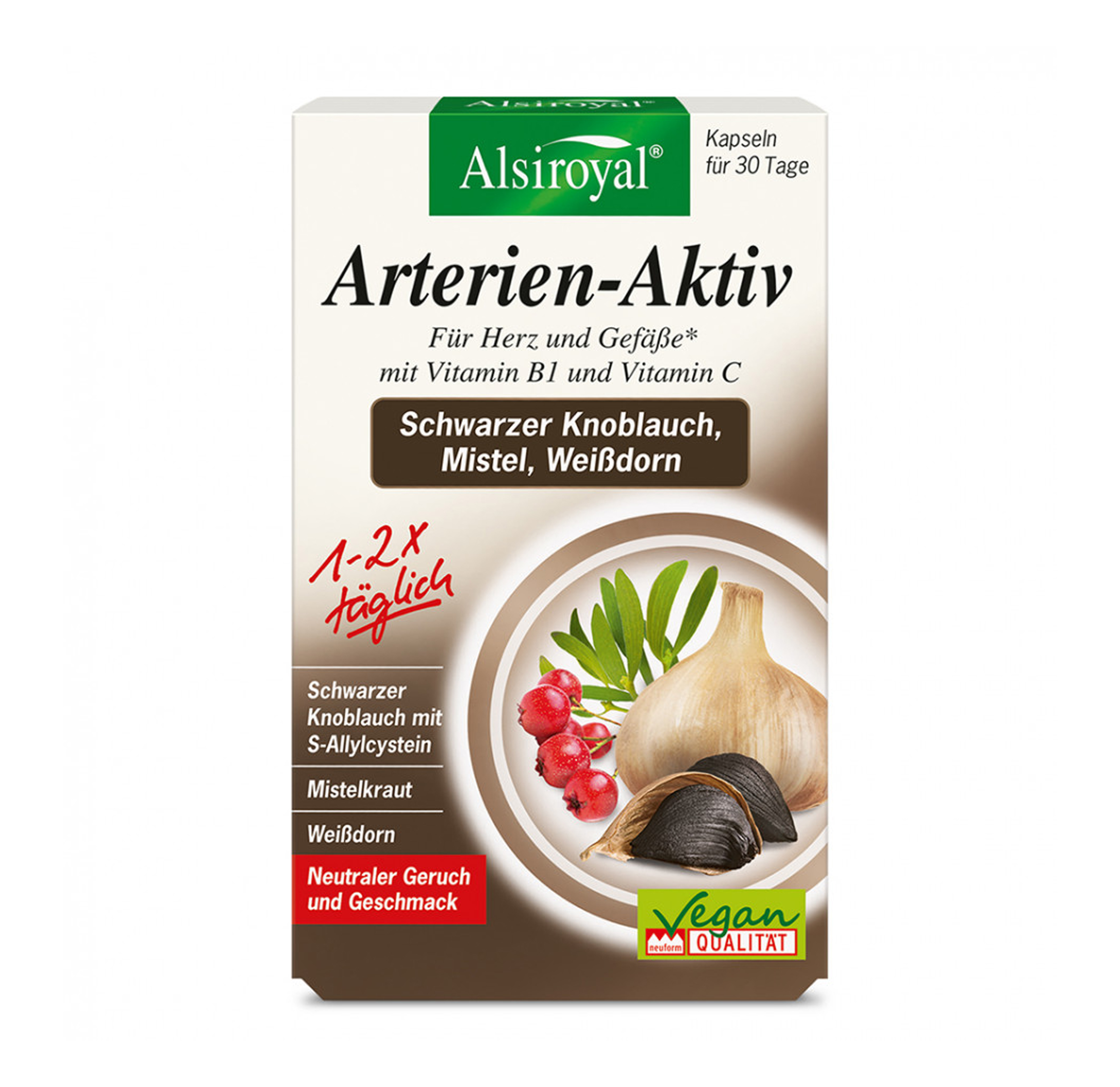 Arterien-Aktiv Schwarzer Knoblauch Mistel Weißdorn 30 Stück Alsiroyal 