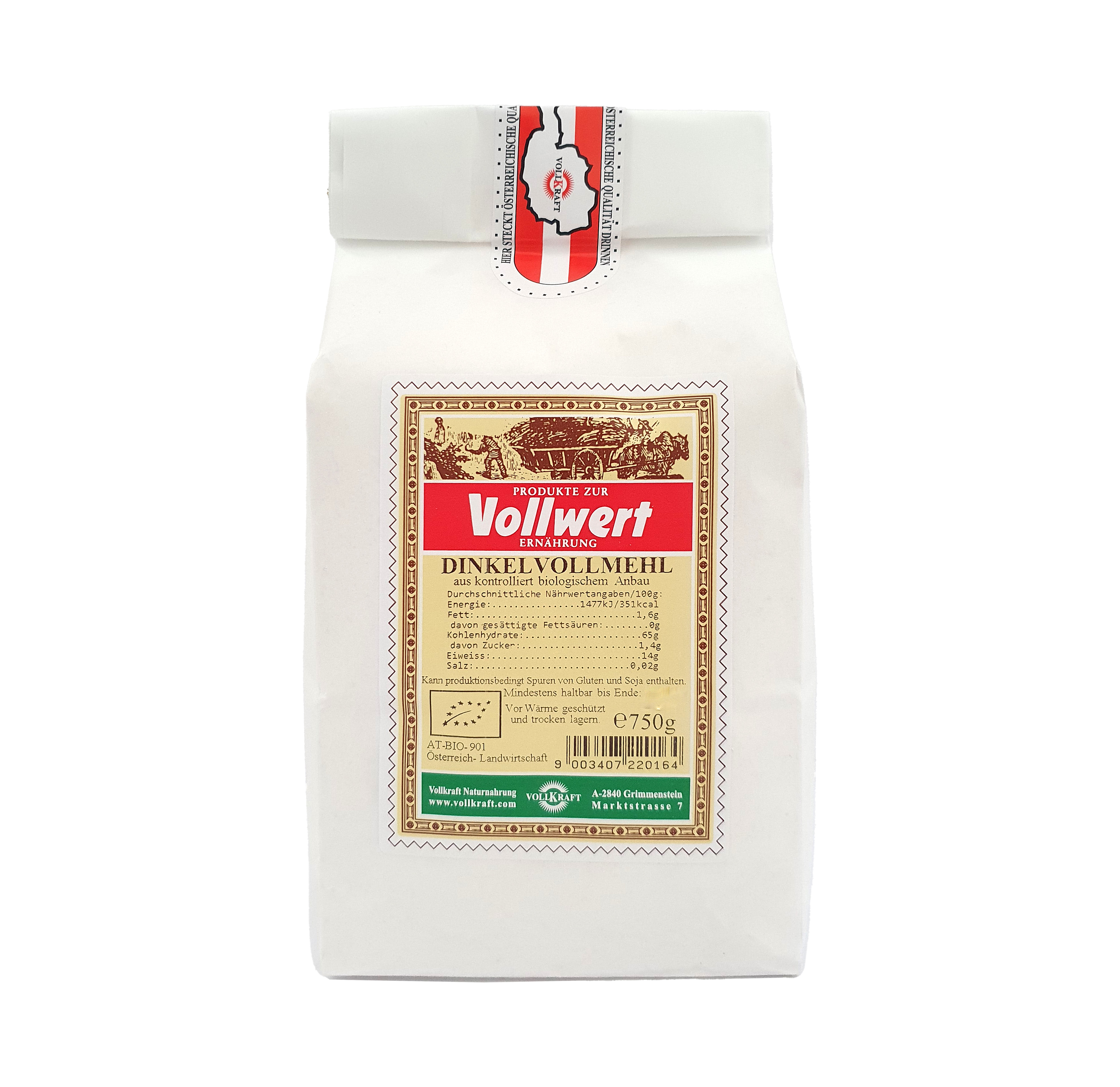 Dinkelvollmehl Bio 750g Vollkraft Dinkelvollmehl Bio 750g Vollkraft