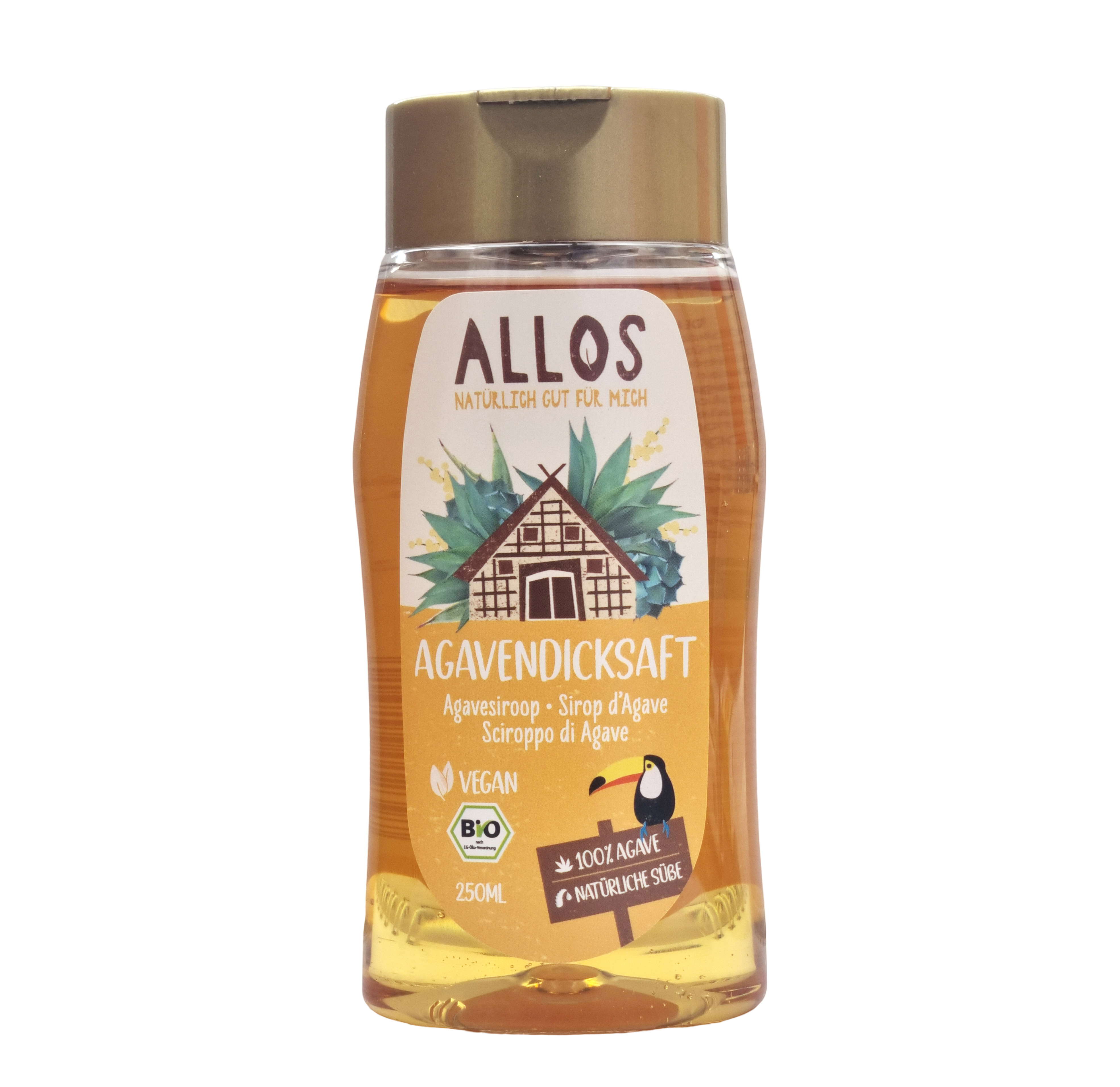 Agavendicksaft im Spender Bio 250ml Allos 