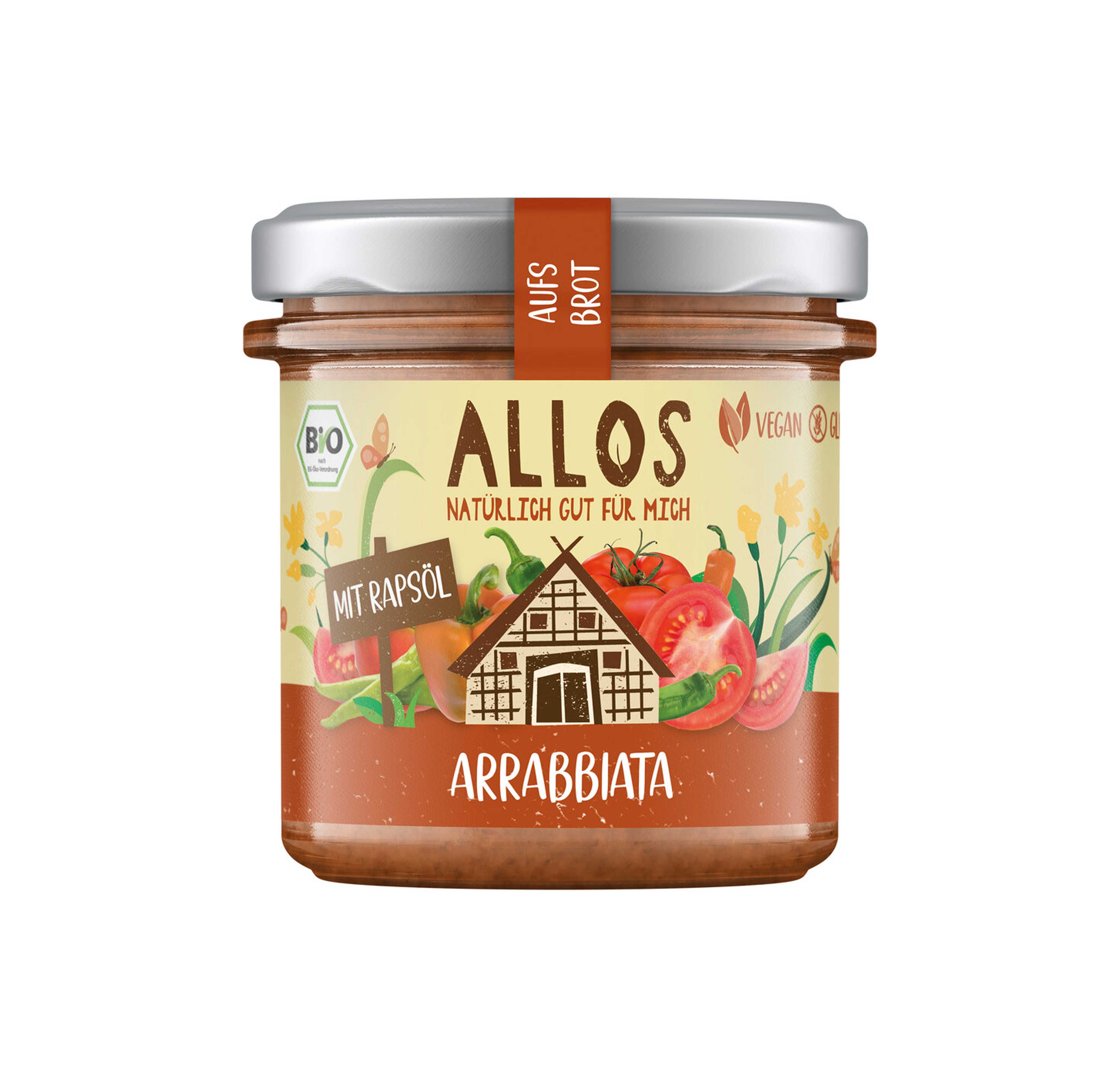 Aufstrich "Aufs Brot" Arrabbiata Bio 140g Allos Aufstrich "Aufs Brot" Arrabbiata Bio 140g Allos