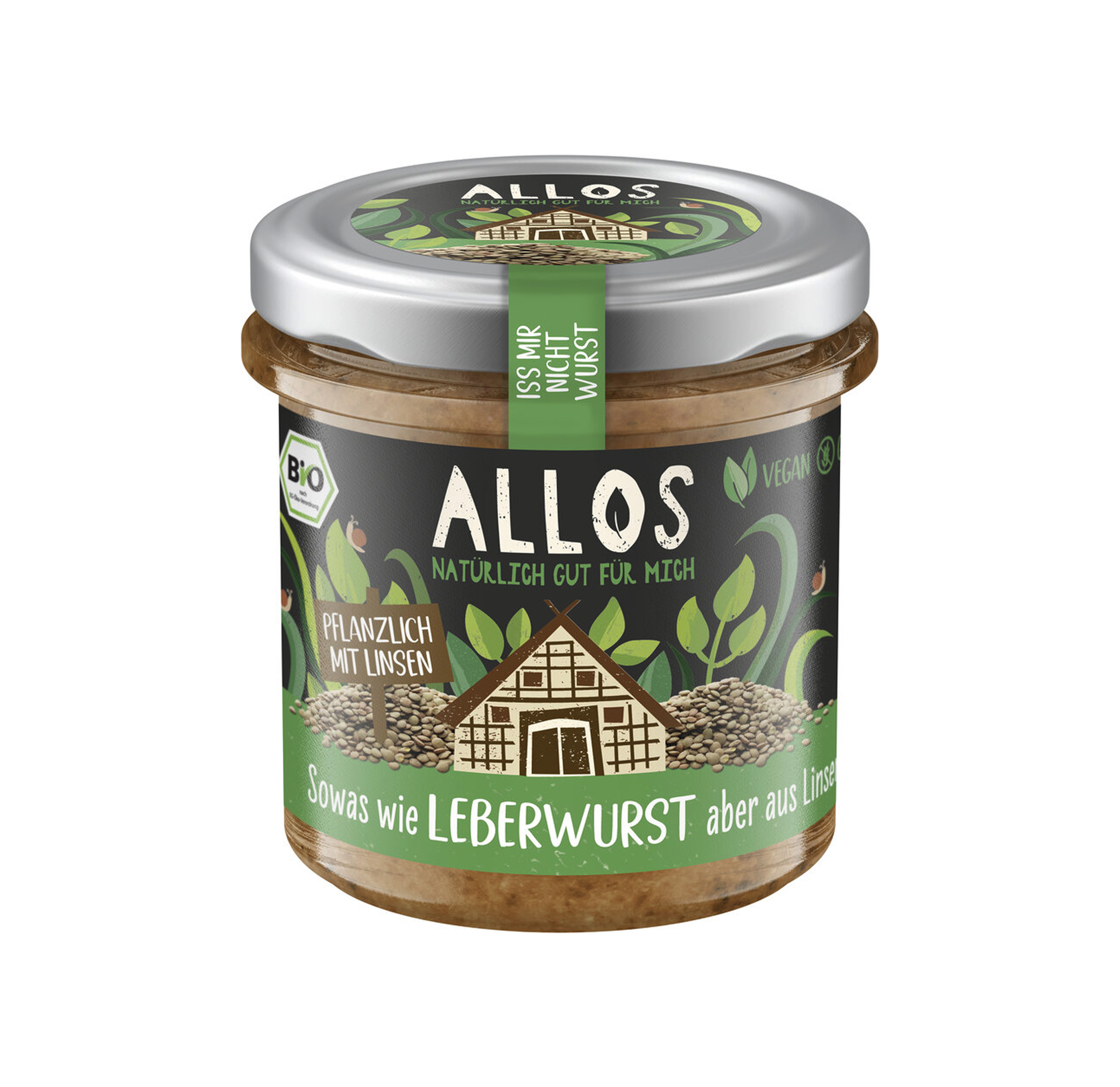 Aufstrich "Iss mir nicht Wurst- Leber aber aus Linsen"  Bio 135g Allos