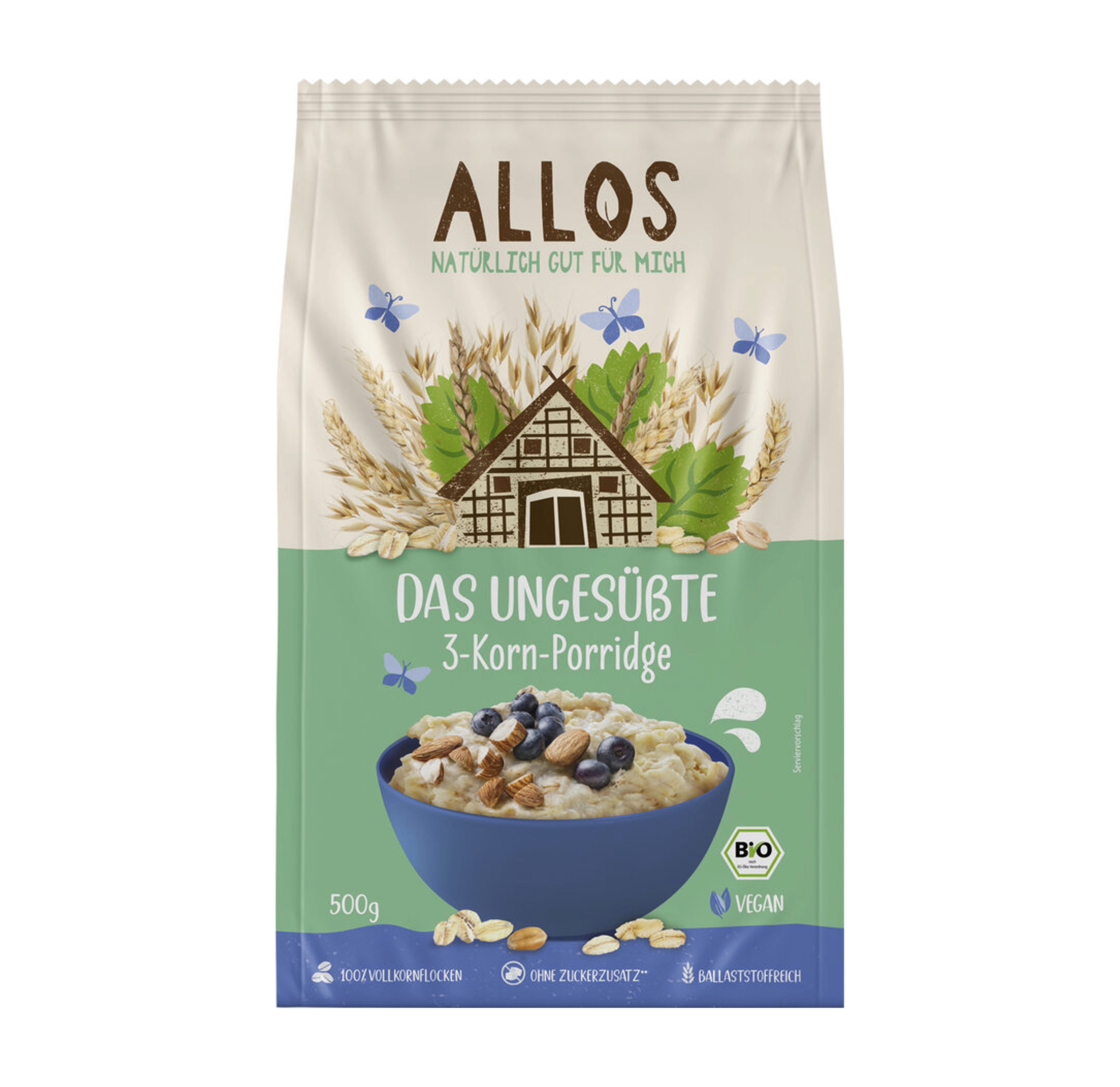 Das ungesüßte 3-Korn-Porridge Bio 500g Allos