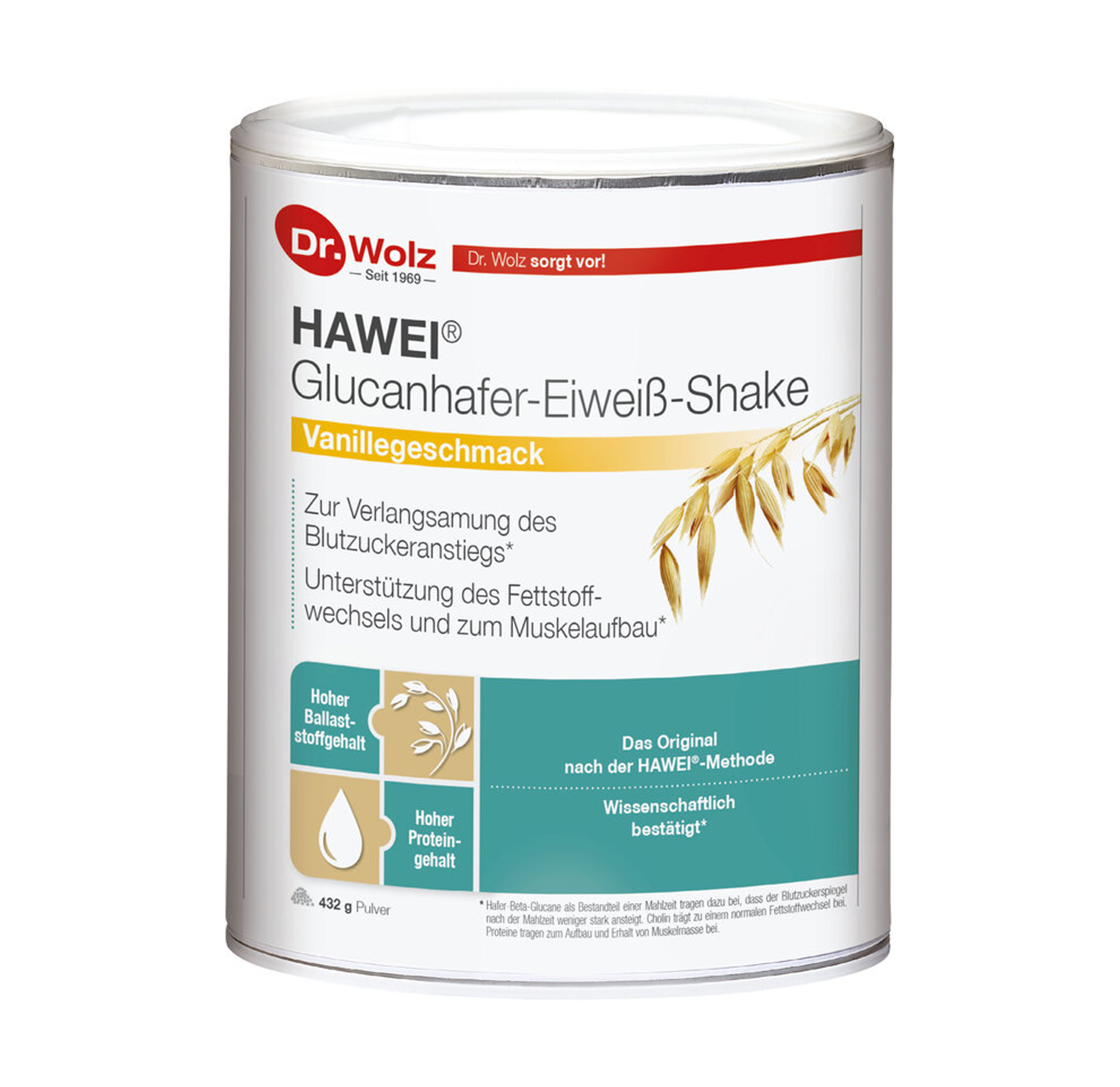 HAWEI Glucanhafer-Eiweiß-Shake Vanille 432g  Dr.Wolz