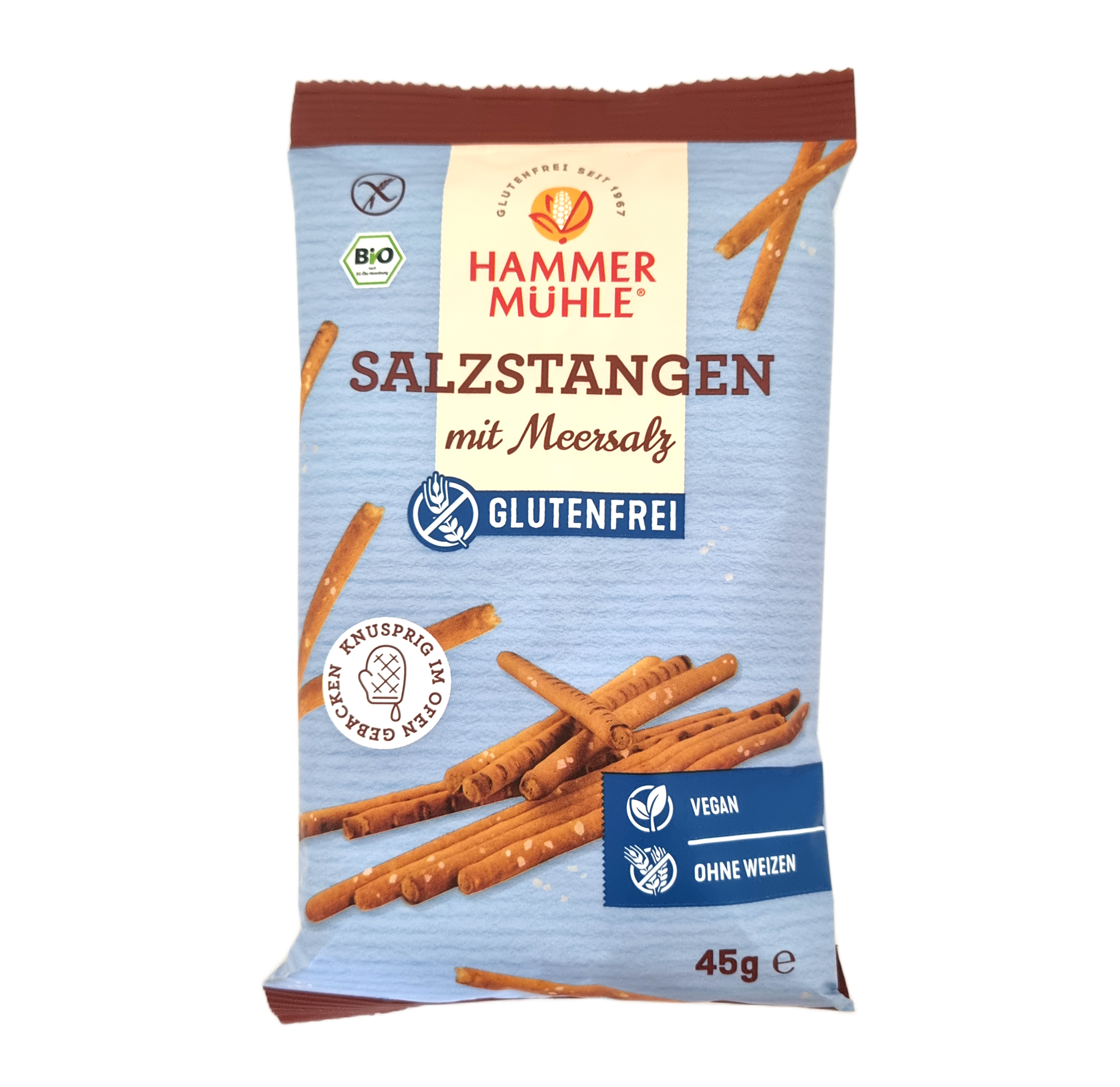 Salzstangen mit Meersalz Glutenfrei Bio 45g Hammermühle