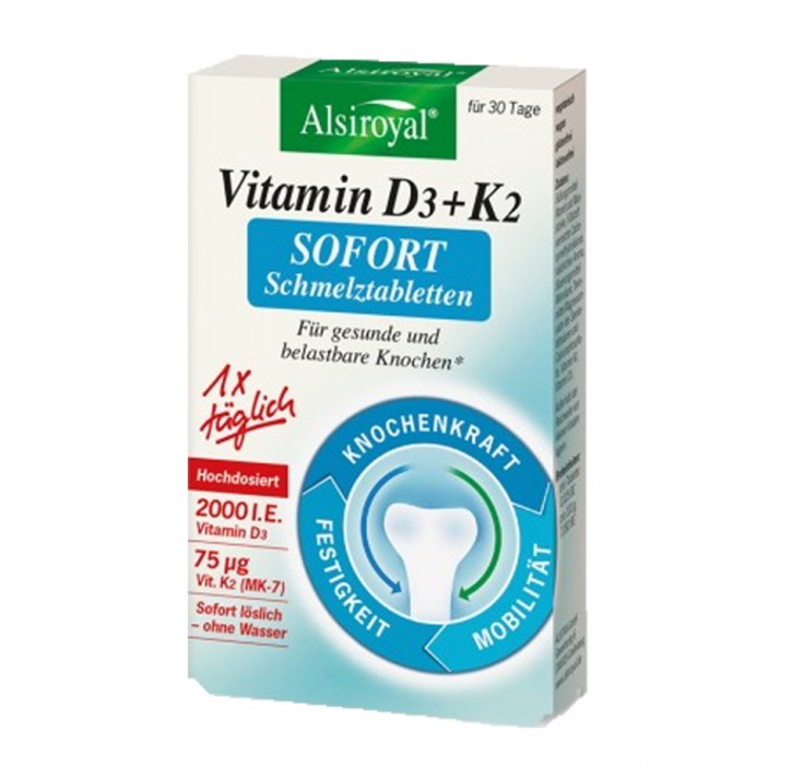 Vitamin D3 + K2 SOFORT Tabletten 30St Alsiroyal