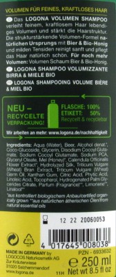 Volumen Shampoo Bier-Honig Logona 250ml
