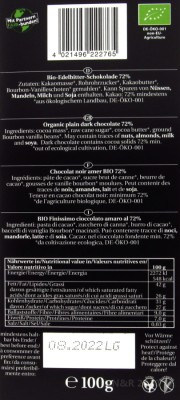 Bio-Edelbitter-Schokolade, 72% Kakaoanteil Liebharts 100g