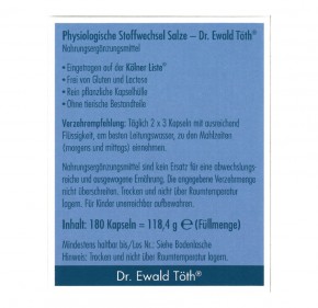 Physiologische Stoffwechselsalze  Dr.Ewald Töth 180 Kapseln