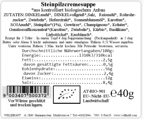 Steinpilzcremesuppe bio 40g Vollkraft